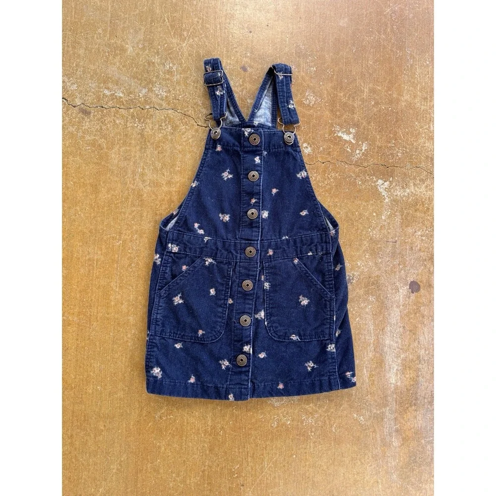 Oshkosh Shortall Jumpers Overalls Corduroy Skirt Floral Vestbak B'gosh Girl (4T)